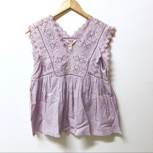 BNWT Rebecca Taylor Lilac Embroidery Top
